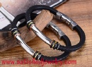 Silicone Stainless steel Bracelets - LEATHER0008