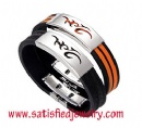 Silicone Stainless steel Bracelets - LEATHER0028