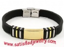 Silicone Stainless steel Bracelets - LEATHER0054